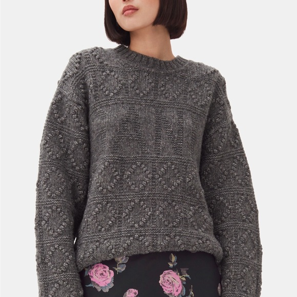 Ganni Sweaters - GANNI | Gray Bubble Textured Pullover Sweater